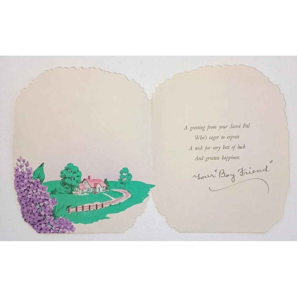 Vintage Die Cut Valentine's Card From Secret Pal Flowers Hyacinths 1951